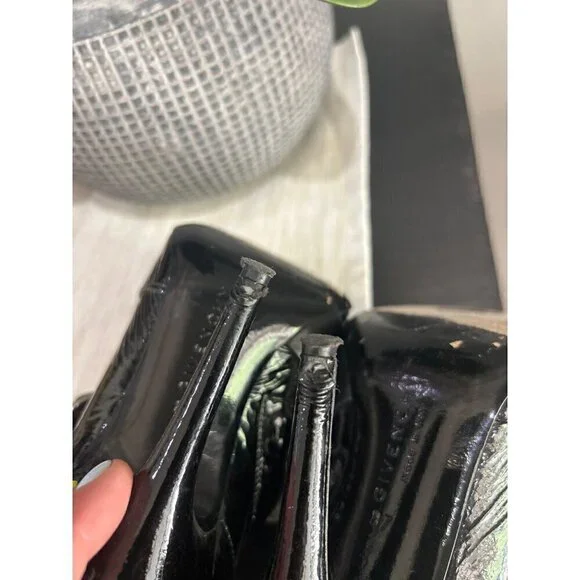 Givenchy Patent Leather Peep Toe Ankle Booties Black Womens Size 7 - Picture 8 of 11